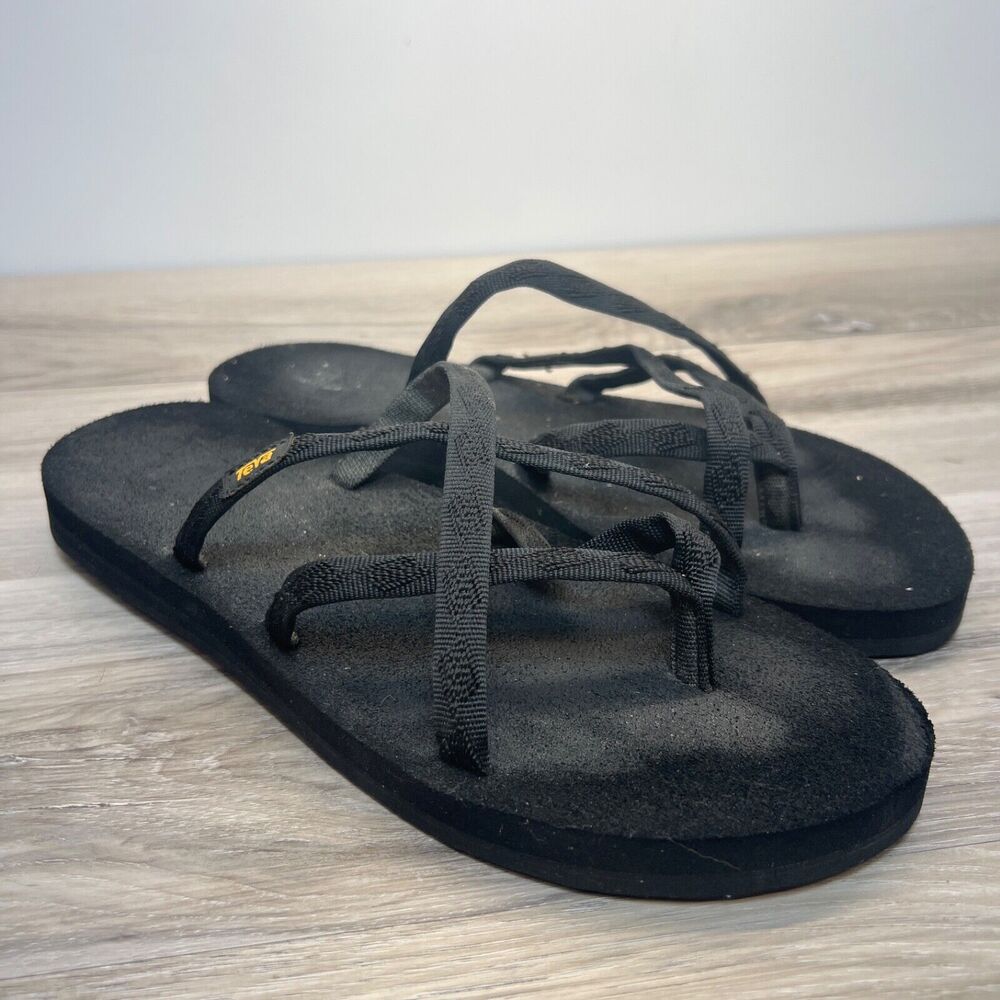 Teva Women's Flip Flops Olowahu Strappy Thongs Sandals S/N 6840 Black Size‎ 10